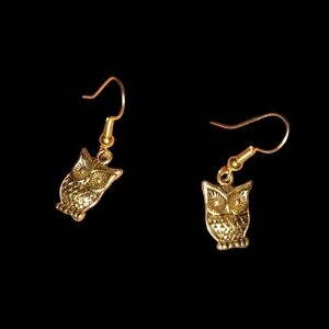 Little Owls Earrings Owl Gold Metal Charms Dangle Bird Charm New Handmade Gift